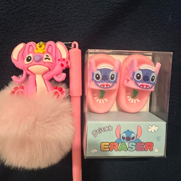 Other - Pink Stitch-themed Pom Pen  & Eraser Set